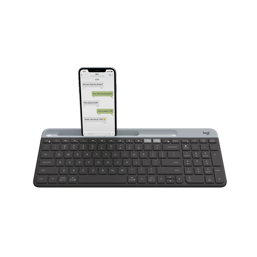 Logitech K580 Slim Multi Device Wireless Keyboard / Bluetooth Keyboard - Graphite / White Logitech K580 Slim Multi Device Wireless Keyboard / Bluetooth Keyboard - Graphite / White