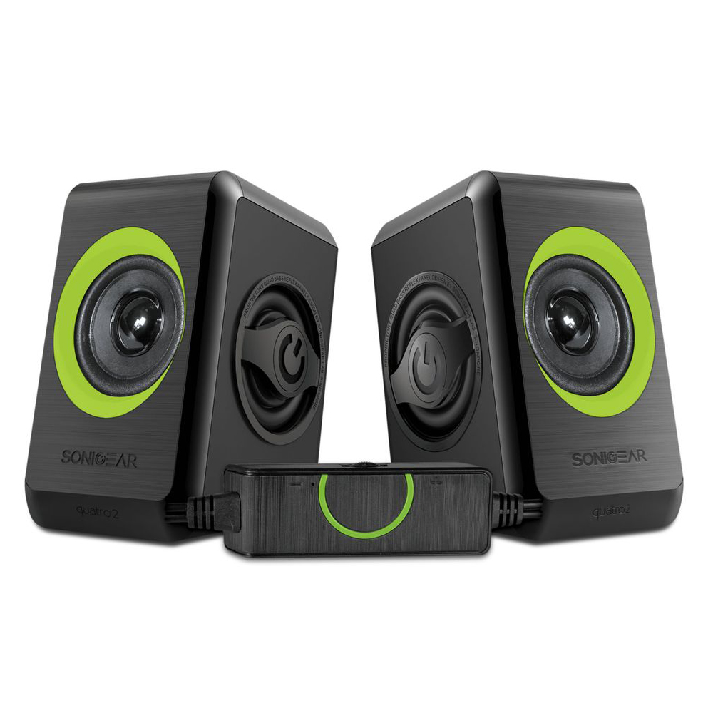 SonicGear Quatro 2 2.0 USB Speakers With Powerful Bass- Green | Line-In Volume Controller | Huge Driver Size SonicGear Quatro 2 2.0 USB Speakers With Powerful Bass- Green | Line-In Volume Controller | Huge Driver Size
