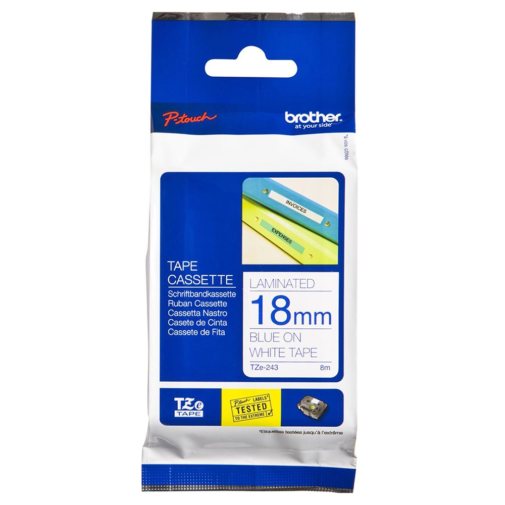 Brother TZe-243 Blue on White (18mm) Tapes Brother TZe-243 Blue on White (18mm) Tapes