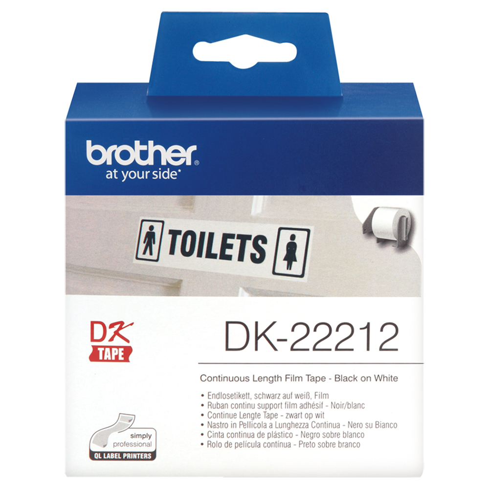 Brother DK22212 Black on White Continuous Length Film - 62mm x 15.24m Brother DK22212 Black on White Continuous Length Film - 62mm x 15.24m